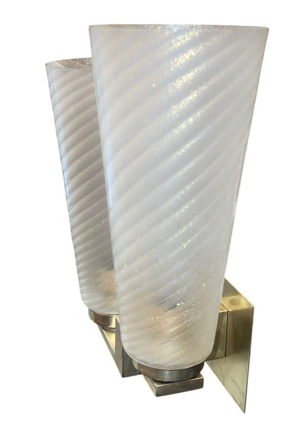 Set of Four Limited Edition Murano Glass and Brass Sconces. Italy, 1990's.