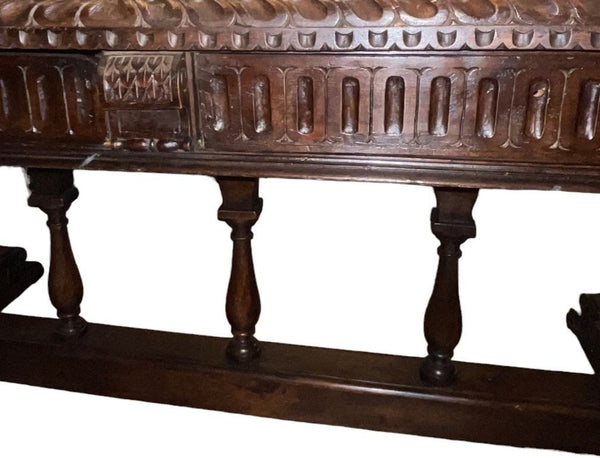Renaissance Revival Carved Walnut Trestle Continental Table. Italy, Late 19th C.
