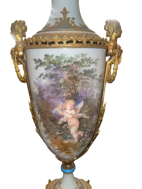 19th Century Sèvres Porcelain Urn with Gilt Bronze Mounts
