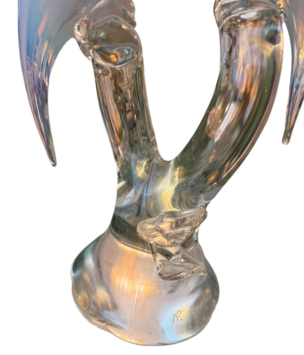 Renato Anatra Murano Glass Cockatoo Sculpture in Pink & Opalescent. circa 1970's