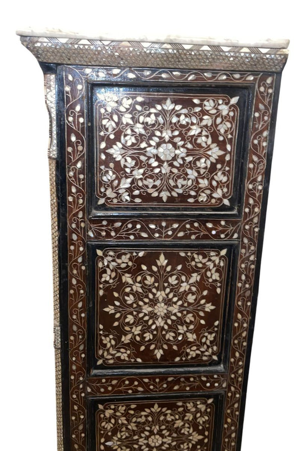 Late 19th Syrian Inlaid Pearl Serpentine Chest Dedicated to Prince Selim Daouk