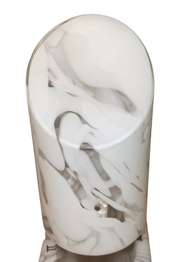 1970's Murano Art Glass Single Wall Sconce in White Mottled Glass