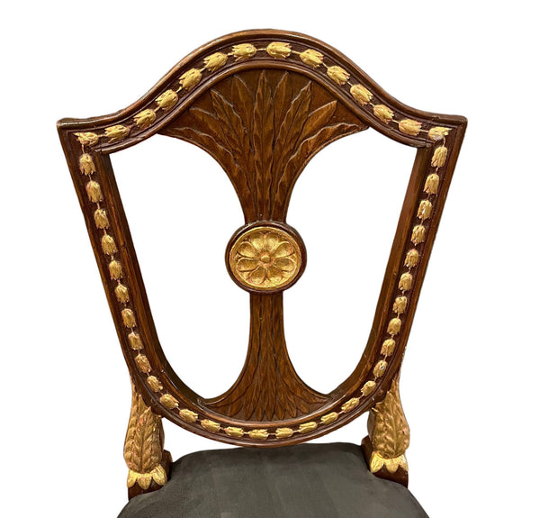Early 19th Century Pair of Russian Neoclassical Parcel-Gilt Side Chairs