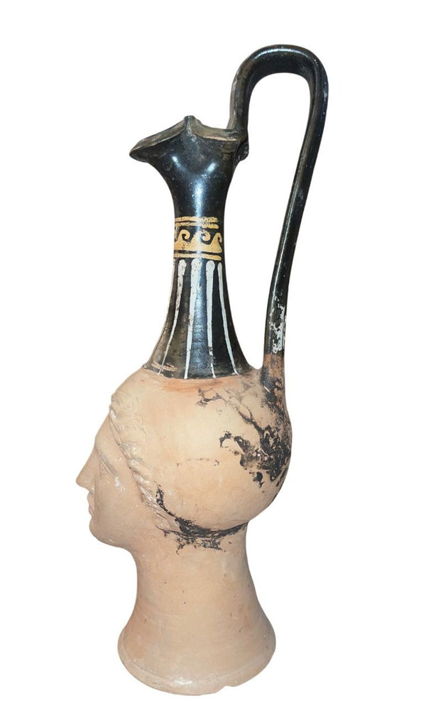 Hellenistic Canosan Figural Oinochoe (Head Vase) Apulia, Italy, 3rd C. - B.C.E.