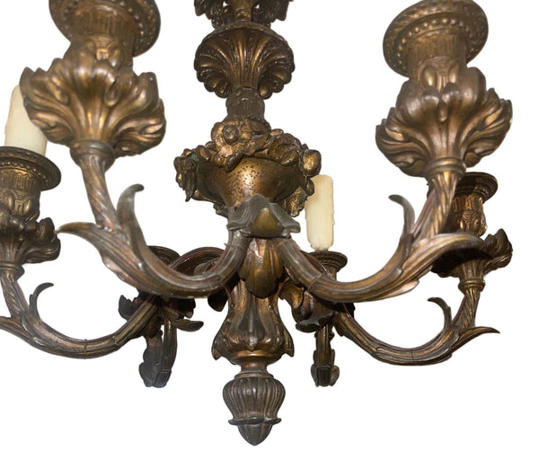 Elegant Pair of French 19th Century Bronze Chandeliers