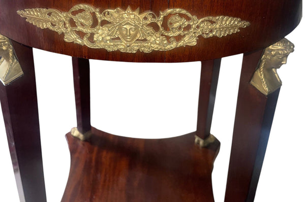Late 19th Century French Empire Style Marble-Top Side Table with Bronze Mounts