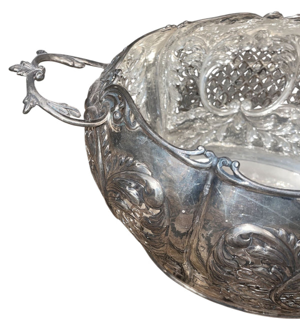 Damar 925 Sterling Silver Centerpiece Basket Bowl. Turkey, Late 20th Century.