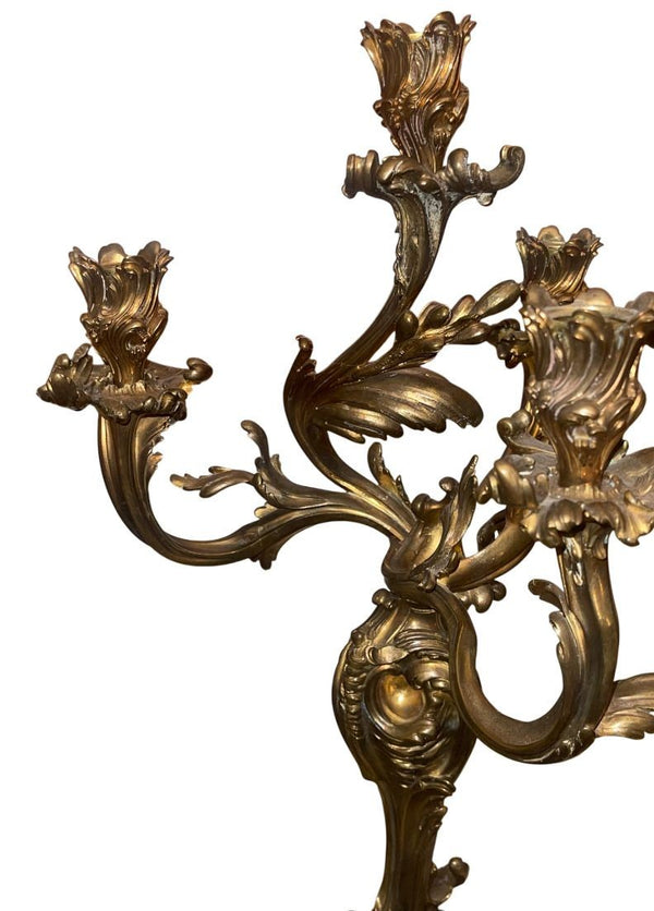 Early 19th Century Pair of Gilt Bronze Candelabras in the Manner of Henry Dasson