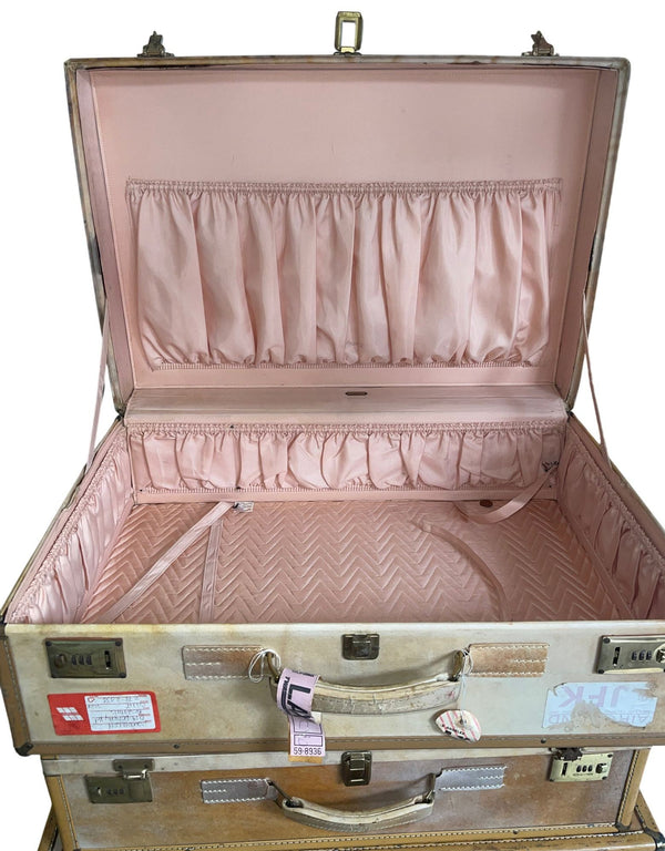 Mid-Century Set of Seven Hartmann Skymate Leather Suitcases. U.S.A.