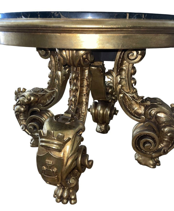 19th Century English Giltwood Center Table with Michelangelo Marble Top