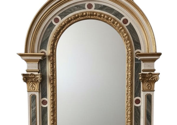 Monumental Late 18th C. Italian Venetian Mirror w/ Faux Marble & Carved Giltwood