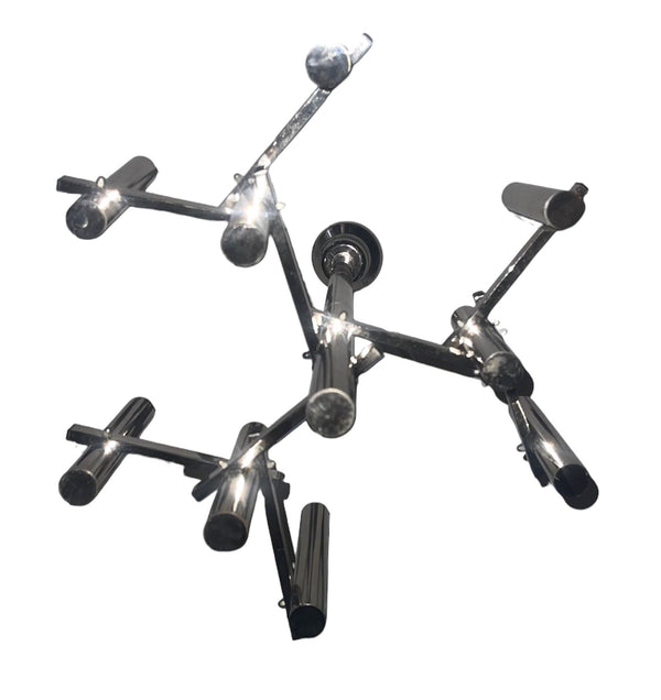 Gaetano Sciolari Chrome Tubular Chandelier. Italy, 1970's.