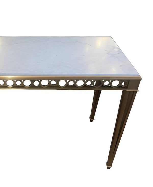 Paul M. Jones Neoclassical Style Bronze & White Marble Console Table, USA, 1960s