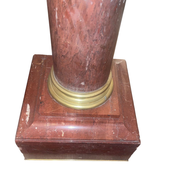 19th Century French Rouge Griotte Marble & Ormolu Pedestal Column