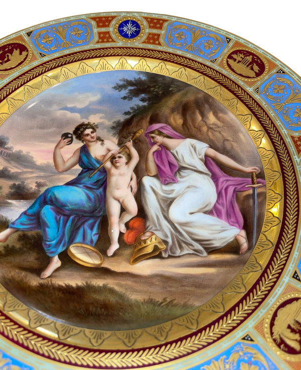 Pair of 19th Century Royal Vienna Hand-Painted Porcelain Plates