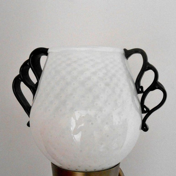 One of a Kind Pair of Italian Sconces w/ Milky White Murano Glass, 1990s