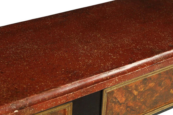 Pair of Early 19th Century Italian Gilt Bronze Mounted Ebonized Console Tables