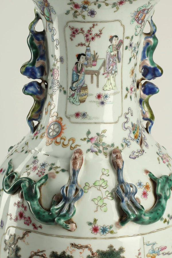 Early 20th-Century Chinese Qianlong-Style Porcelain Vase with Square Seal Mark
