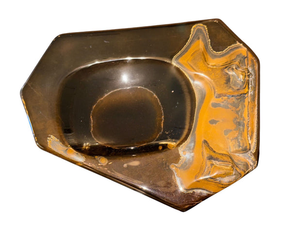 Set of Four Mid-Century Italian Carved Tiger Eye Stone Catchall Trays.