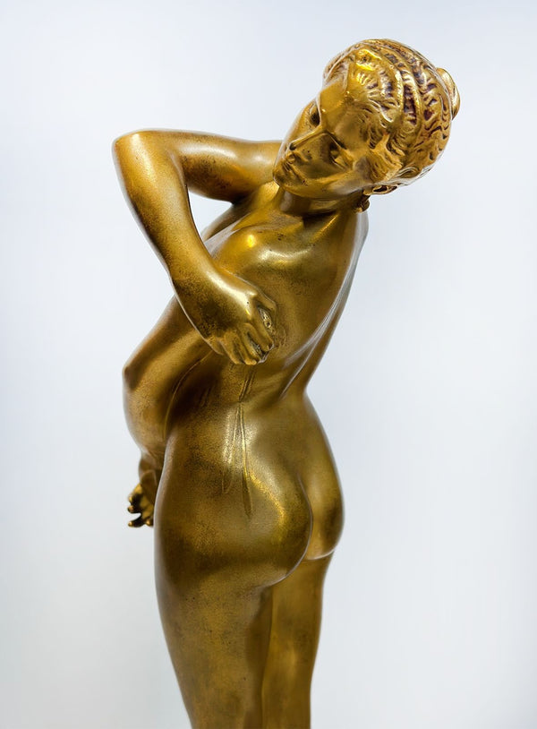 "Bathsheba at her Bath" Bronze Sculpture on Onyx Base by Jean-Léon Gérôme