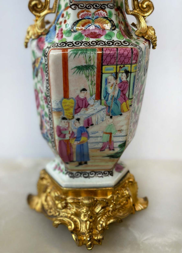 Early 19th Century Chinese Rose Canton Vases