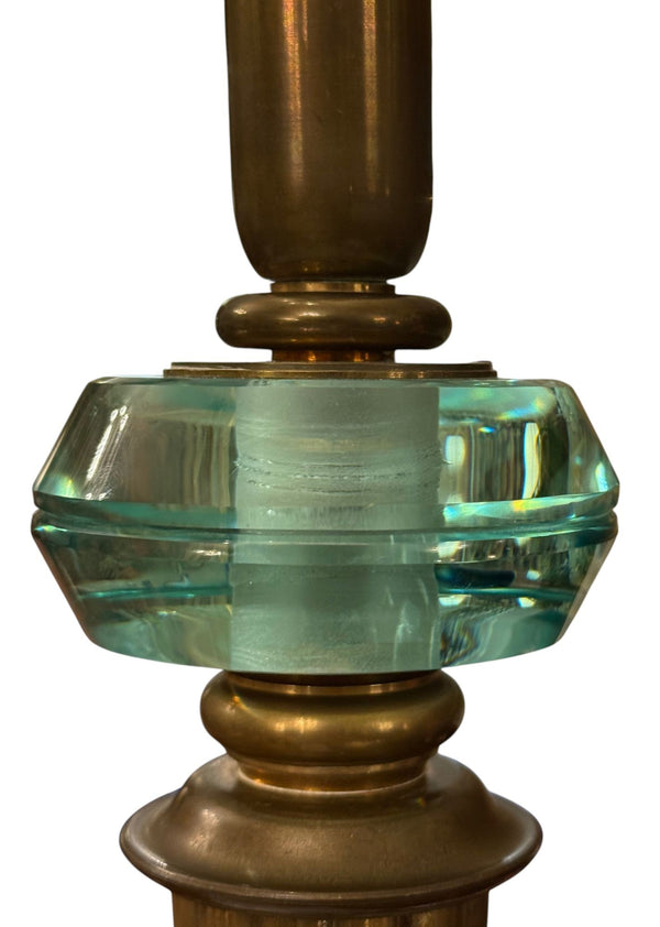 Pair Gio Ponti for Fontana Arte Style Brass & Nile Green Sconces. Italy, 1950's
