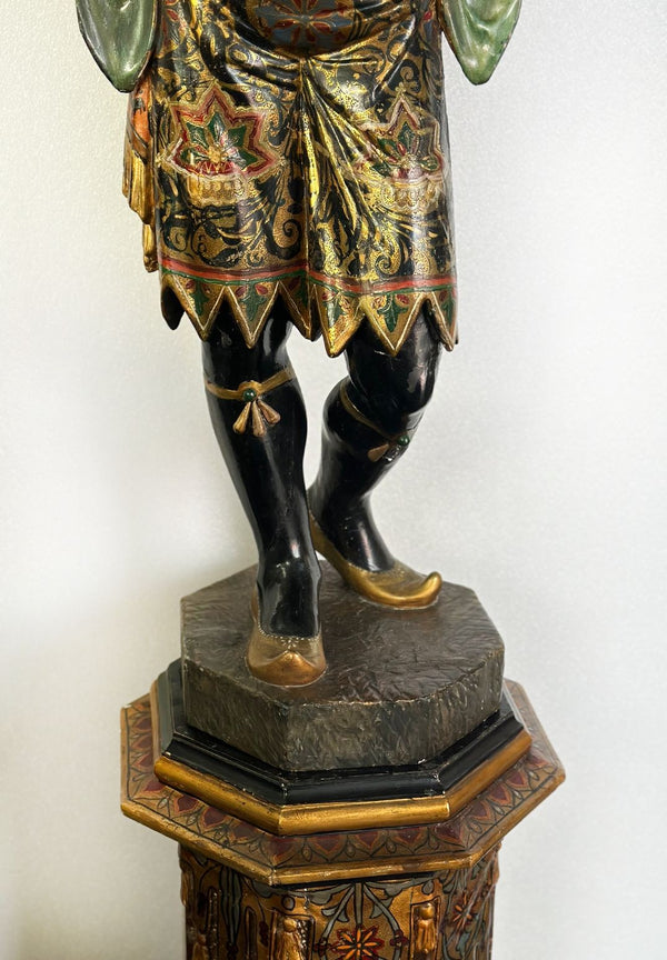 19th Century Venetian Blackamoor Statue with Pedestal