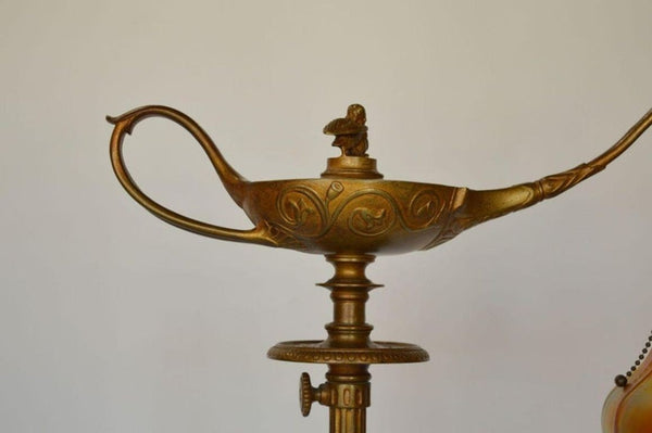 Tiffany Gilt Bronze and Damascene Favrile Aladdin Floor Lamp