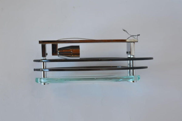 Pair of 1960's Fontana Arte Chrome and Tri-Level Glass Sconces