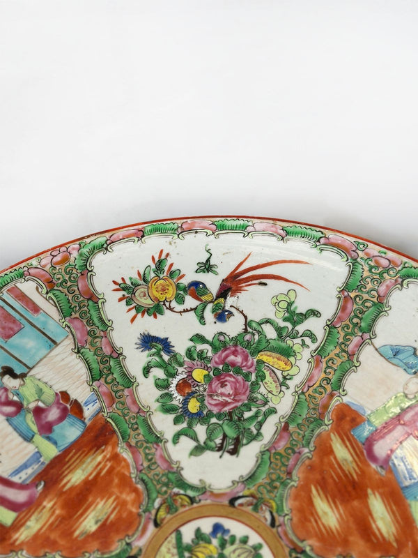 Early 19th Century Chinese Export Rose Canton Hand-Painted Charger Plate (16”)