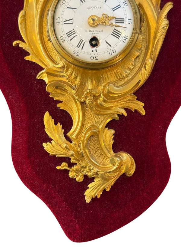 French Louis XV Style Ormolu Cartel Wall Clock by Lecomte, Paris, 19th Century.