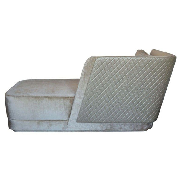 Newly Upholstered Champagne Silk Velvet Chaise Lounge