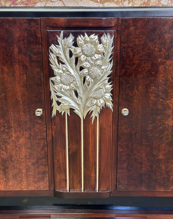 French Art Deco Credenza with Marble Top, c. 1920's