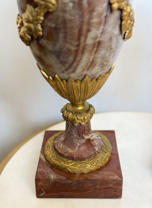 Pair of French Late 19th Century Marble & Bronze Urns