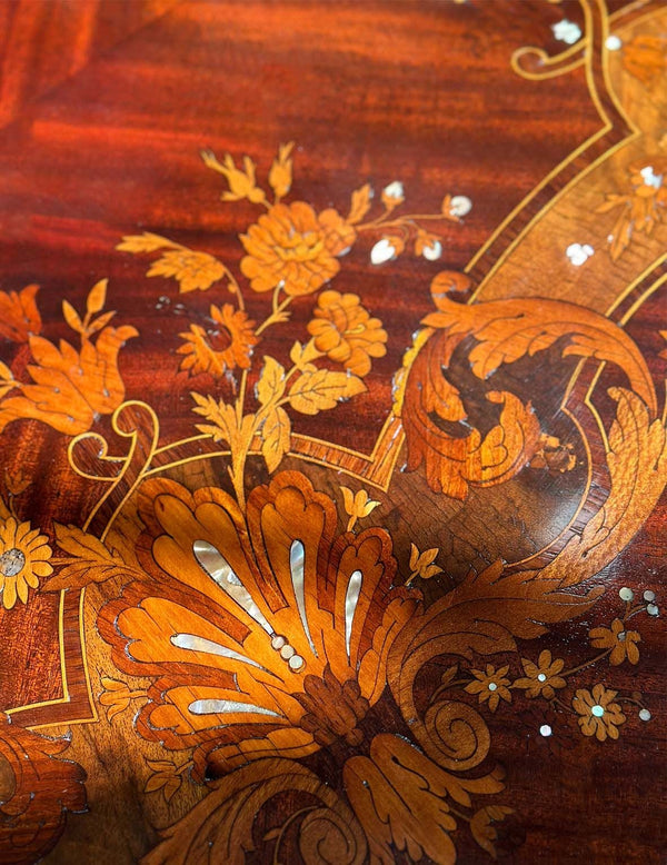 Late 19th Century Marquetry Side Table with Bronze & Mother of Pearl Details