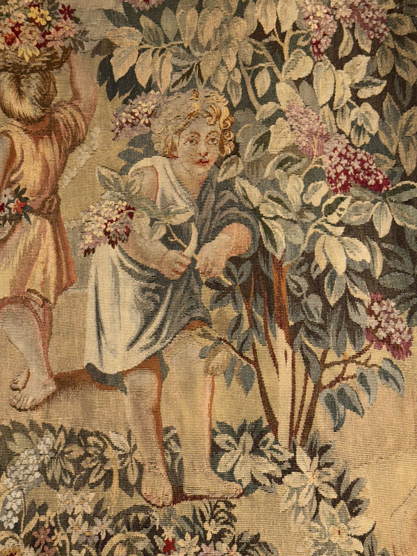 18th Century French “Spring” from Les Enfants Jardiniers Tapestry