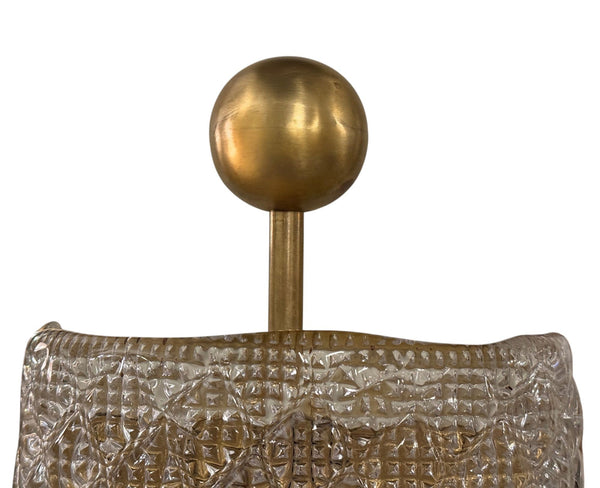 Vintage Single Murano Glass & Brass Wall Sconce. Italy, 1970's.