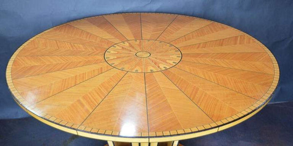 Italian Art Deco Inlaid Satinwood and Ebonized Round Table, circa 1930's.