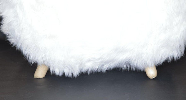 Pair of Soft White Oversized Faux-Fur Arm Chairs