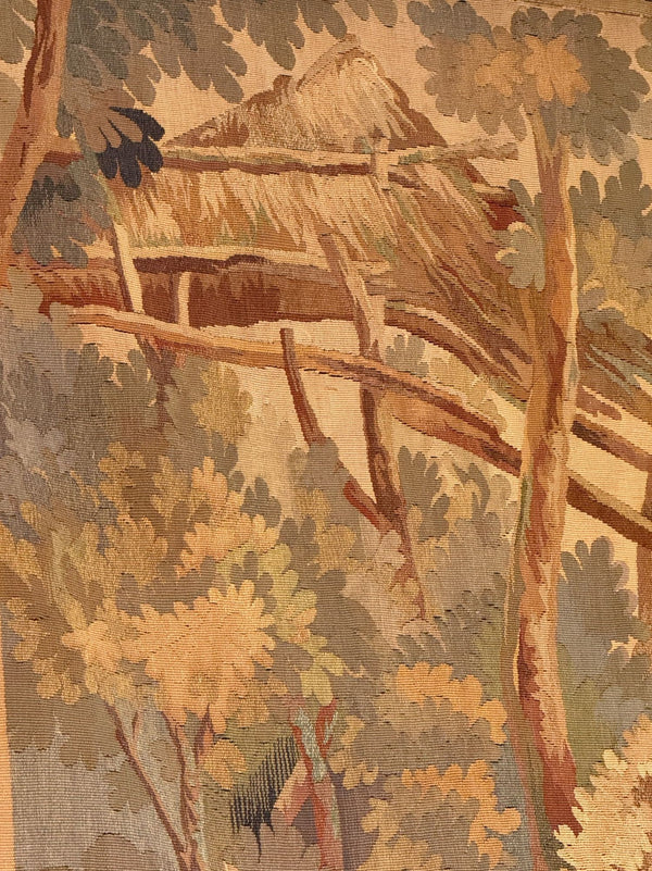 19th Century French Wool Aubusson-Style Pastoral Landscape Tapestry