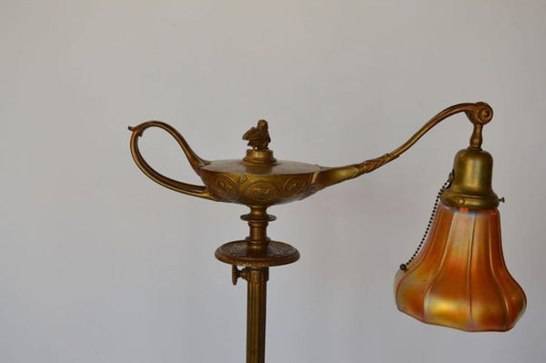 Tiffany Studios Gilt Bronze & Damascene Favrile “Aladdin” Floor Lamp. 1910's.