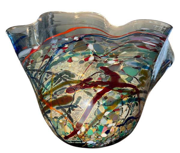 John Gerletti Signed Art Glass Centerpiece Vase, 1997, U.S.A.