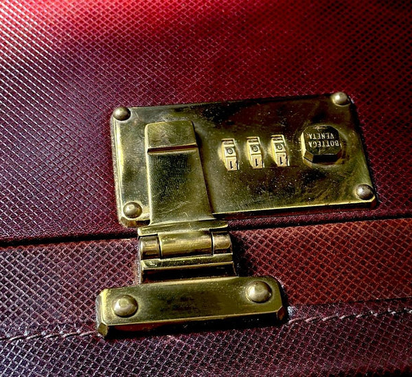 Vintage Burgundy Bottega Veneta Leather Suitcase