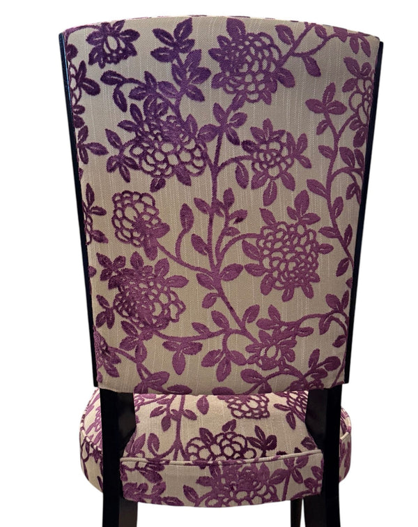 Set of Six Italian Mid-Century Dining Chairs with Floral Pattern Upholstery
