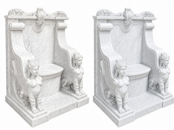 Late 19th Century Pair of Monumental Italian Marble Throne Chairs