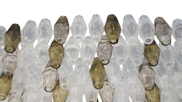 Grey & Crystal Murano Glass Poliedri Chandelier by Alberto Donà. Italy, 1980's.