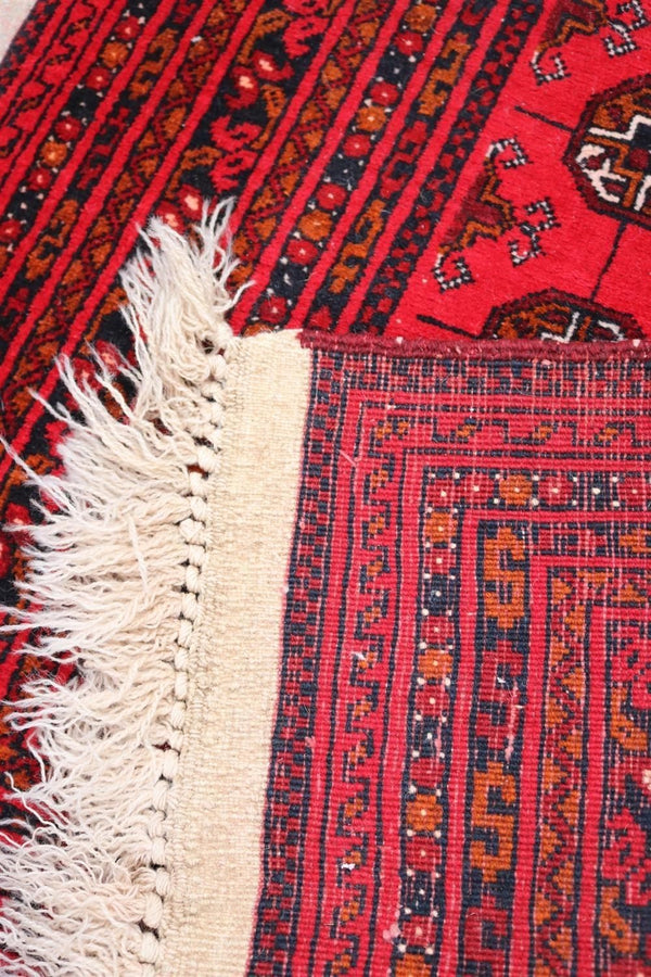 Deep Red Turkestan Runner w/ Traditional Patterns & Motifs