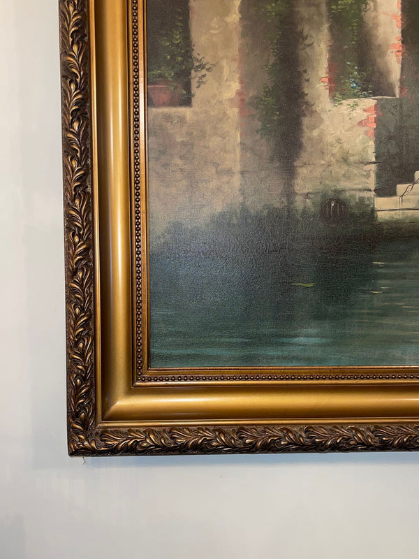 Large Venetian Canal Scene by Castiglioni, circa 1904. Italy.