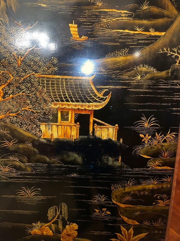 Mid-20th Century Two-Door Chinoiserie Decorated Armoire. France, 1940's.