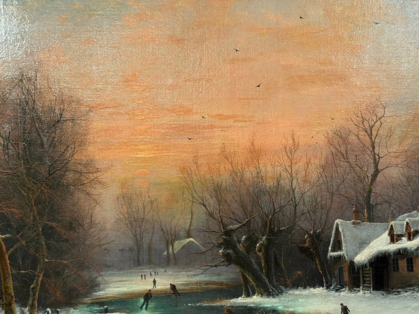 Nils Hans Christiansen Winter Landscape Painting. Denmark, Early 20th Century.